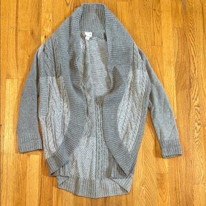 Led Cozy Gray Cable Knit Sweater Cardigan Wrap Up Womens M